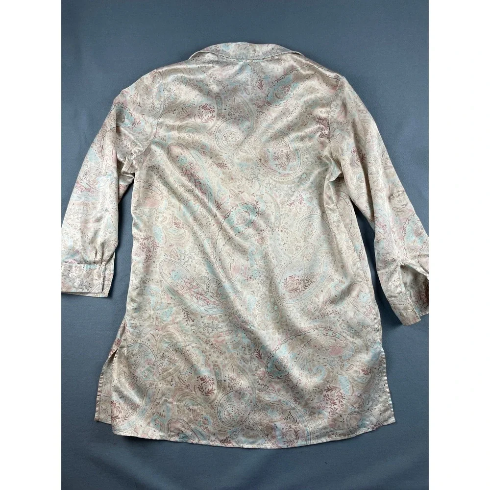 Lauren Ralph Lauren Paisley Nightgown Coquette Grandmacore Satin Pink Blue M - Picture 4 of 7